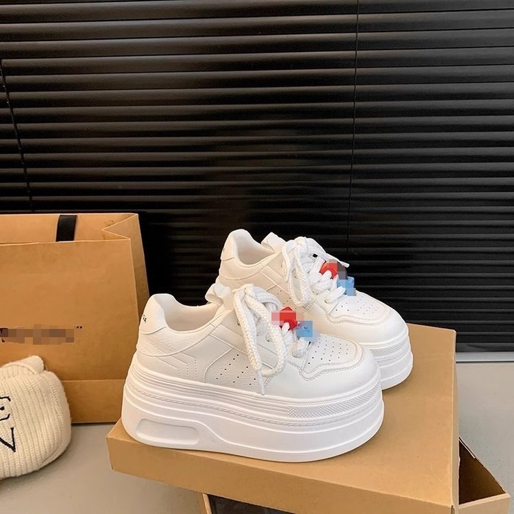 Ženske tenisice s platformom, svakodnevni casual stil, PU gornji dio, zaobljeni nos, gumena potplat, prozračnost