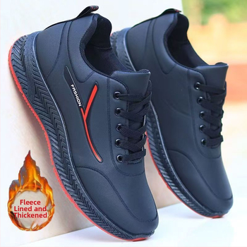 Pánske ľahké bežecké topánky s PU vrchnkom, protišmyková podrážka, teplá vnútorná podšívka, ľahké, šnurovanie