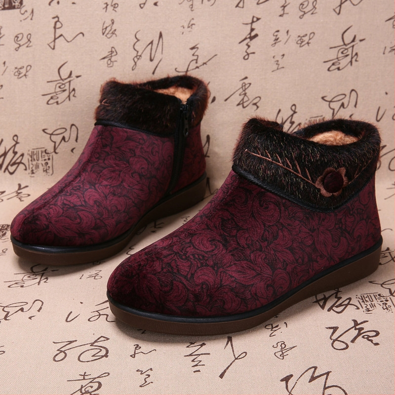 Žieminiai moterų medvilniniai bateliai su pūkuotu pamušalu ir užtrauktuku