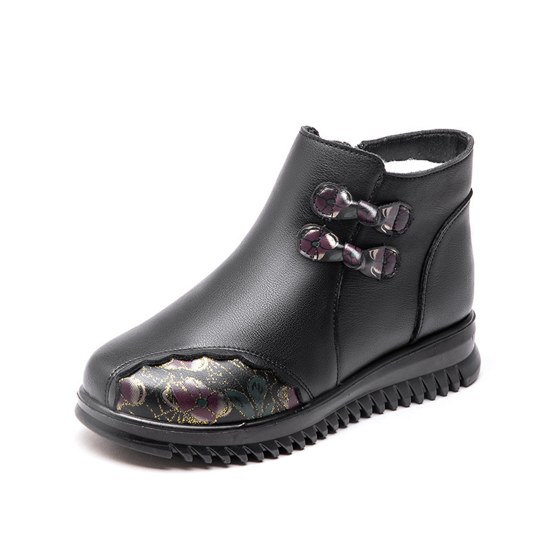 Topánky pre mamu, koža, vnútorná výstelka vlna, stielka z umelej kožušiny, podrážka z gumy, bočný zips, nízky podpätok