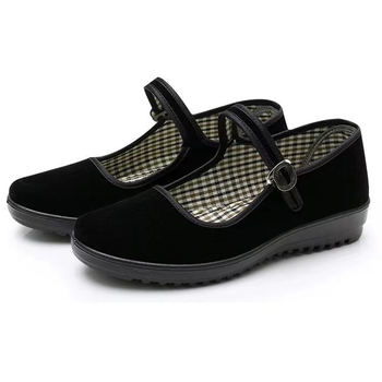 Dámske plátenné pracovné topánky s protišmykovou podrážkou, zapínanie prackou, nízka klinová päta 1–3 cm