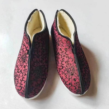 Ručne šité dámske topánky z bavlneného plátna, s vysokým vrškom, bavlnenou podšívkou, viacvrstvovou podrážkou, teplé