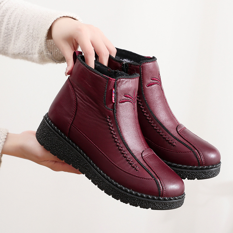 Zimné vysoké topánky pre ženy s velúrovým vrchným dielom, plyšová podšívka, PU podrážka, bočný zips