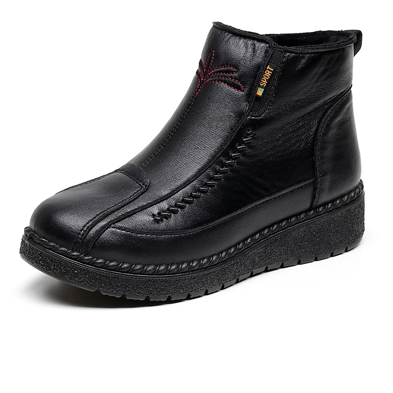 Zimné vysoké topánky pre ženy s velúrovým vrchným dielom, plyšová podšívka, PU podrážka, bočný zips