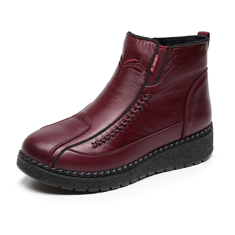 Zimné vysoké topánky pre ženy s velúrovým vrchným dielom, plyšová podšívka, PU podrážka, bočný zips