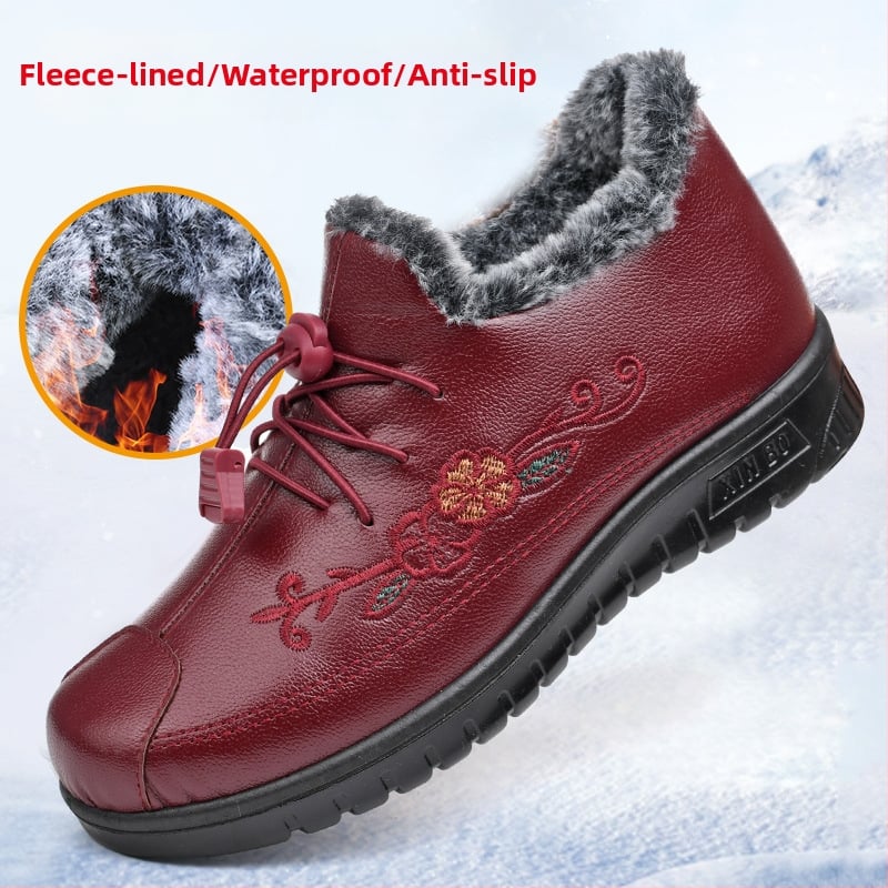 Dámske zimné bavlnené topánky, fleecovou podšívkou, protišmykové a nepremokavé, okrúhla špička, vrchná časť z mikrovlákna.