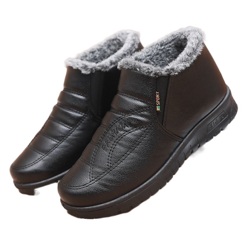 Dámske zimné bavlnené topánky s plyšovou podšívkou, gumová podrážka, horný materiál: super vlákno, nízky podpätok 1–3 cm, stredné otvorenie