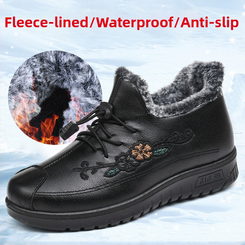 Dámske bavlnené topánky na zimu, kvetinový vzor, vamp Microfiber, podšívka krátky plyš, podrážka z gumy