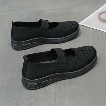 Sieťové bežné topánky na prechádzky, priedušné a ľahké, protišmyková plochá podrážka (Horný materiál: sieť; Vnútorná stielka: PU; Podešva: guma; Zapínanie: slip-on)