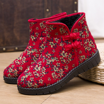 Dámske zimné plátené topánky s umeľou kožušinkou, vysoký horný diel, gumová podrážka, bočný zips