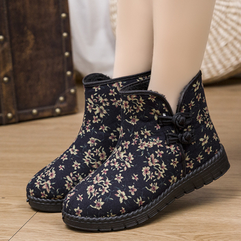 Dámske zimné plátené topánky s umeľou kožušinkou, vysoký horný diel, gumová podrážka, bočný zips