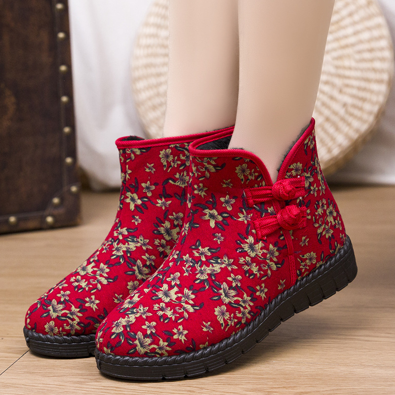 Dámske zimné plátené topánky s umeľou kožušinkou, vysoký horný diel, gumová podrážka, bočný zips
