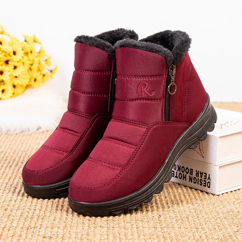 Dámske bavlnené topánky so bočným zipsom, podšívka z umelej kožušiny, vrchný materiál mikrovlákno, PU podrážka, zimný model