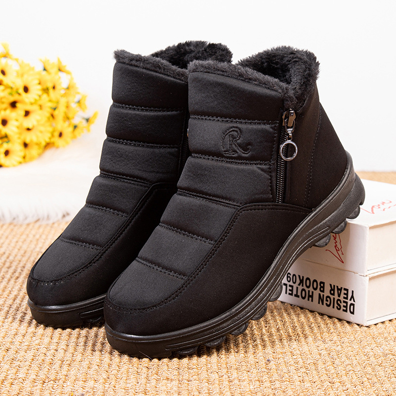 Dámske bavlnené topánky so bočným zipsom, podšívka z umelej kožušiny, vrchný materiál mikrovlákno, PU podrážka, zimný model