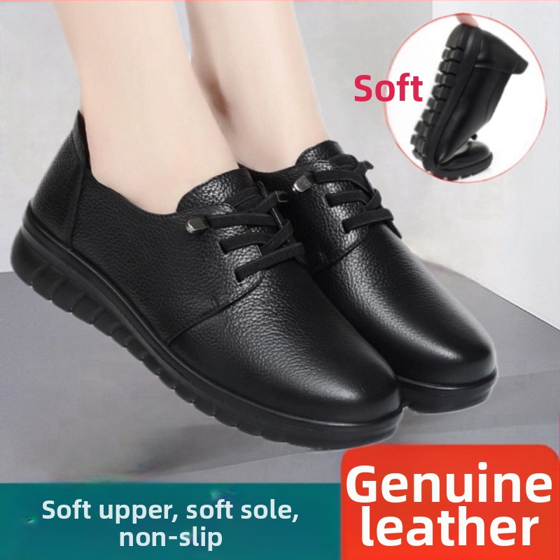 Dámske kožené topánky z teľacej kože na každodenné nosenie s elastickým pásom, EVA stielka, MD podrážka, nízky podpätok 1-3 cm