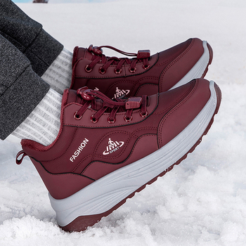 Zimné unisex turistické topánky na prechádzky, sieťovaný vrchný diel, gumová podrážka a zapínanie na elastický pás