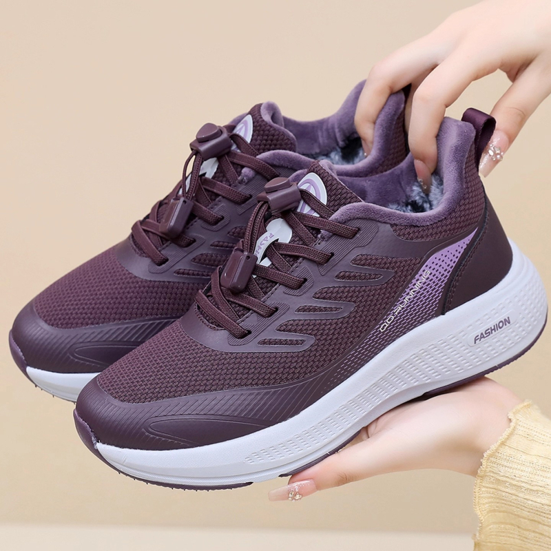 Dámske bavlnené zimné topánky s teplou plyšovou podšívkou, protišmyková EVA podrážka, nízky vršok a elastické zapínanie