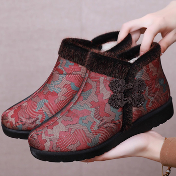 Dámske zimné bavlnené topánky s vysokým vrškom, plyšová výstelka, bočný zips, teplé, protišmykové, plochá päta