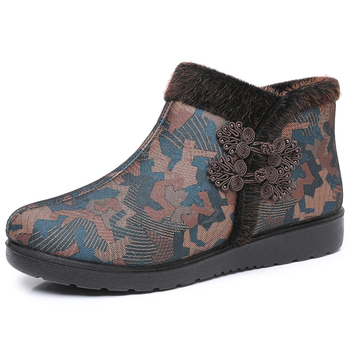 Dámske zimné bavlnené topánky s vysokým vrškom, plyšová výstelka, bočný zips, teplé, protišmykové, plochá päta