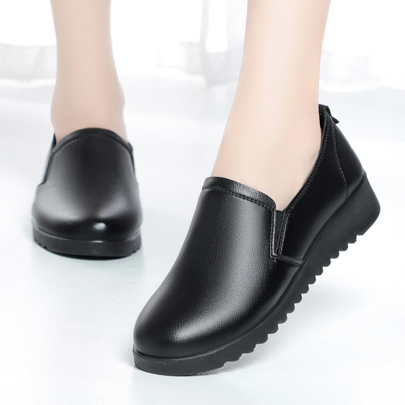 Dámske pohodlné topánky na bežné nosenie s kruhovou špičkou, mikrovláknová vrchná časť, gumová podrážka, PU vložka, stredný podpätok 3–5 cm