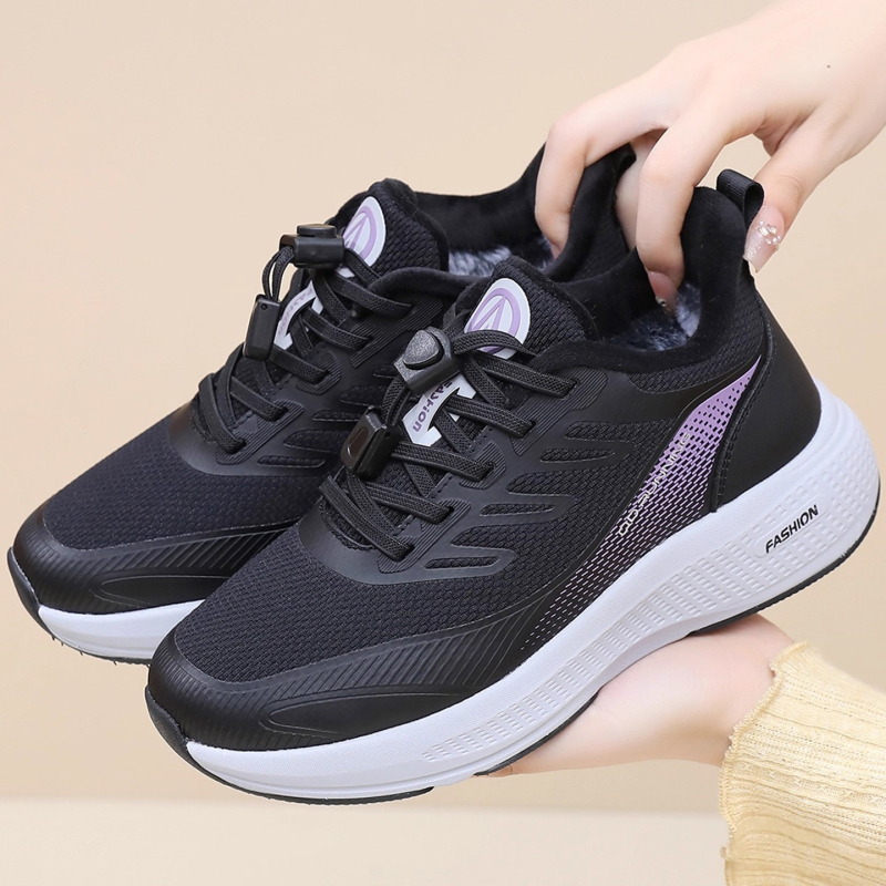 Dámske zimné bavlnené topánky, nízky strih, protišmyková EVA podrážka, výstelka z umelej kožušiny, zapínanie elastickou páskou