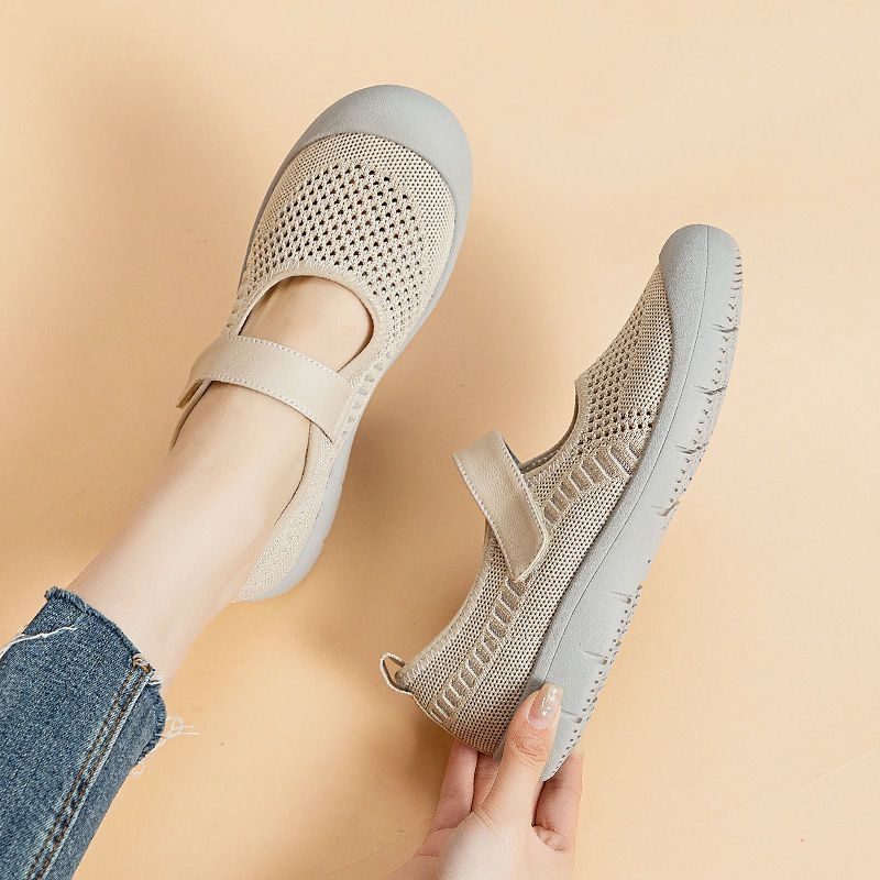 Dámske pohodlné tenisky s priedušným sieťovým vrškom, ľahká EVA podrážka, slip-on dizajn, bez päty (0–1 cm) (priedušný sieťový vršok; ľahká EVA podrážka; slip-on dizajn; bez päty 0–1 cm)