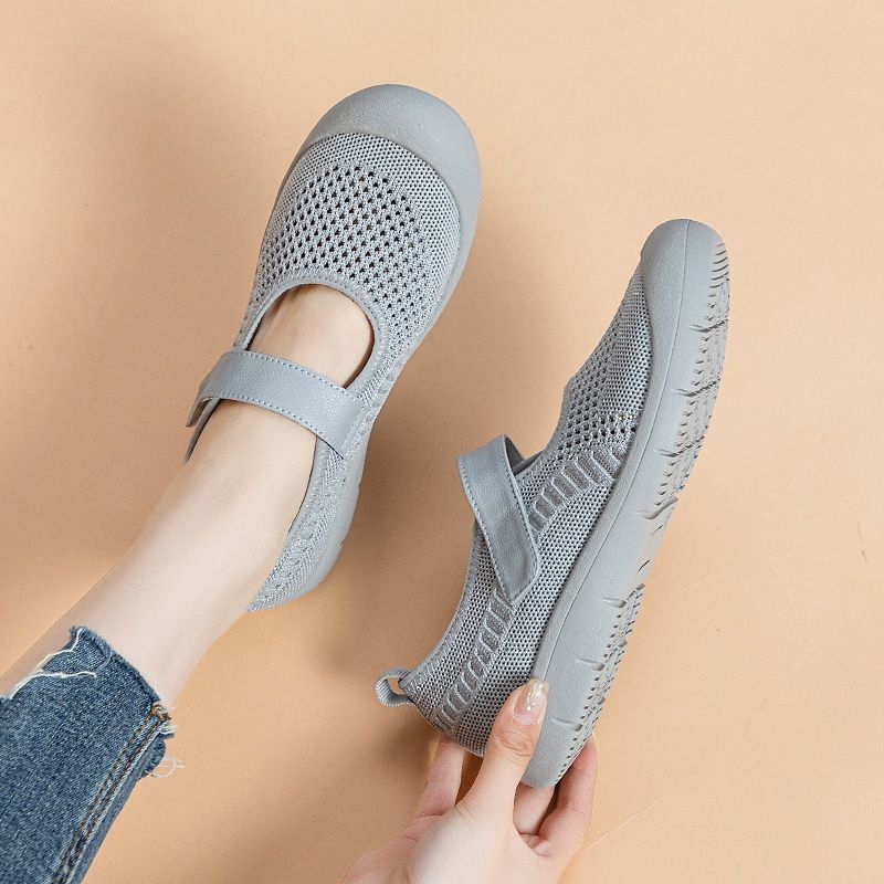 Dámske pohodlné tenisky s priedušným sieťovým vrškom, ľahká EVA podrážka, slip-on dizajn, bez päty (0–1 cm) (priedušný sieťový vršok; ľahká EVA podrážka; slip-on dizajn; bez päty 0–1 cm)