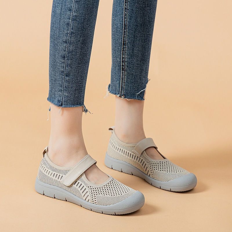 Dámske pohodlné tenisky s priedušným sieťovým vrškom, ľahká EVA podrážka, slip-on dizajn, bez päty (0–1 cm) (priedušný sieťový vršok; ľahká EVA podrážka; slip-on dizajn; bez päty 0–1 cm)