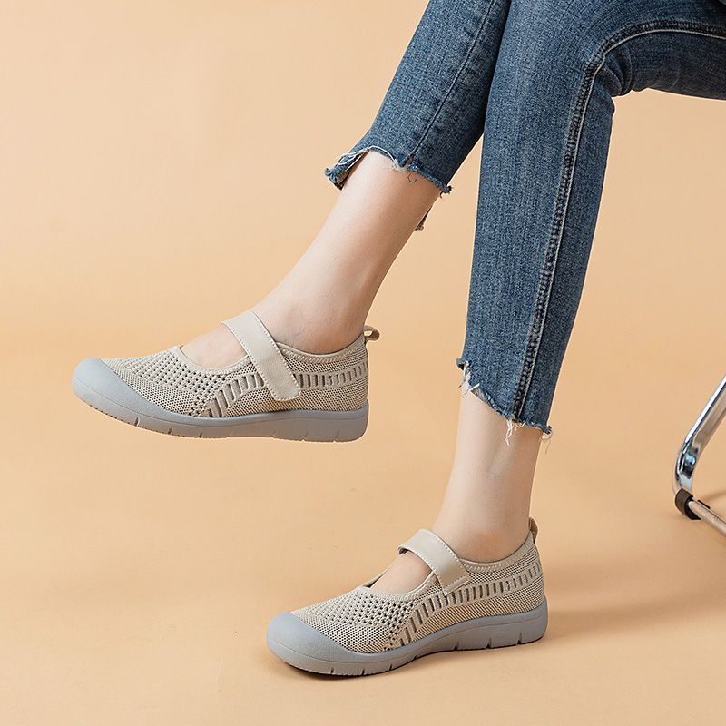 Dámske pohodlné tenisky s priedušným sieťovým vrškom, ľahká EVA podrážka, slip-on dizajn, bez päty (0–1 cm) (priedušný sieťový vršok; ľahká EVA podrážka; slip-on dizajn; bez päty 0–1 cm)