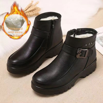 Zimné bavlnené slip-on topánky, s plyšovou podšívkou, protišmykové, s plochou podrážkou