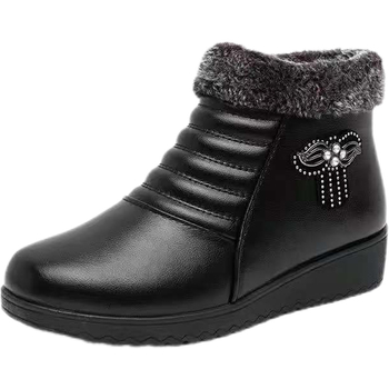 Zimné dámske topánky z bavlny s plyšovou výstelkou, PU zvršok, protišmyková plochá podrážka