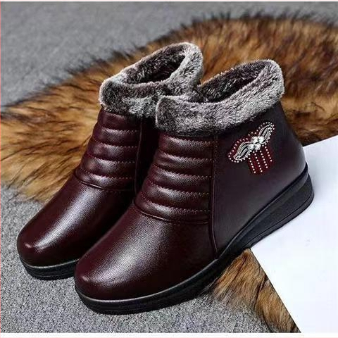 Zimné dámske topánky z bavlny s plyšovou výstelkou, PU zvršok, protišmyková plochá podrážka