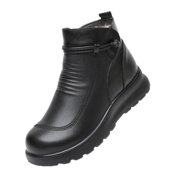 Dámske zimné čižmy z pravej kože, vlnená podšívka, bočné zapínanie na zips, PU podrážka, nízky podpätok 1–3 cm