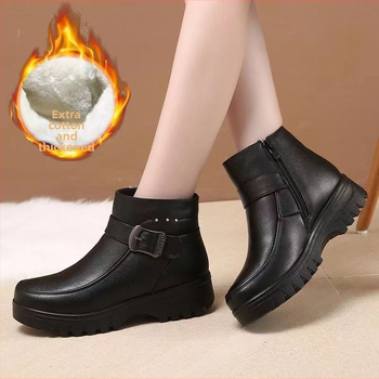 Zimné dámske topánky z PU s umelým kožušinkou, slip-on s bočným zipsom a elastickým pásom, gumová protišmyková podrážka