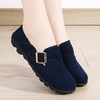 Dámske semišové loafery, priedušné, zaoblená špička, plochá päta, PU podrážka