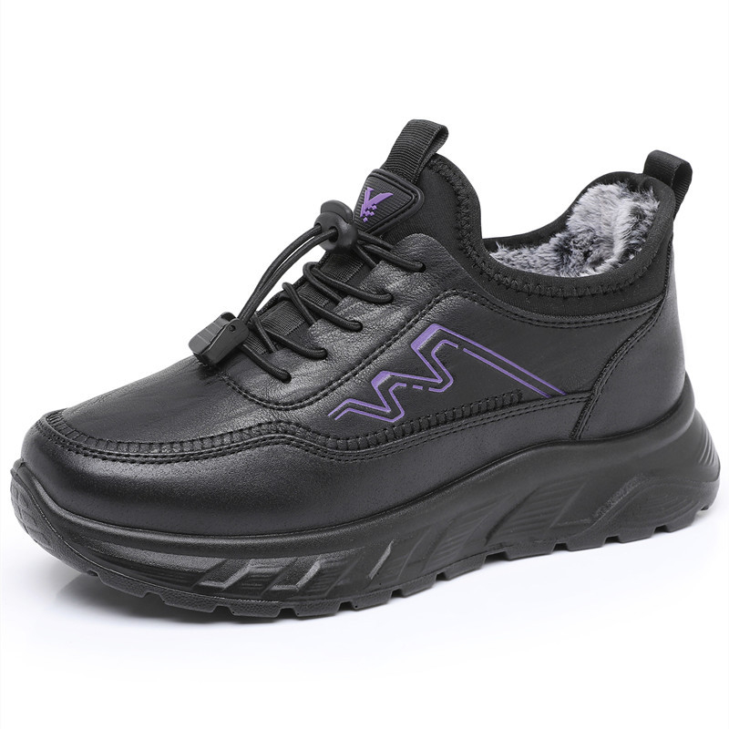 Dámske zimné bavlnené topánky s protišmykovou hrubou podrážkou, umelá plyšová výstelka, nízky horný lem, elastická páska na zapínanie