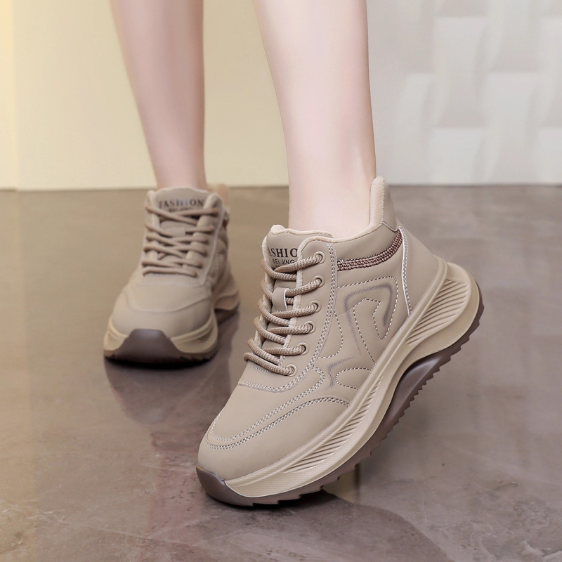 Dámske zimné bavlnené topánky, s vysokým vrchným vrškom, plyšová výstelka, EVA protišmyšľavá podrážka, šnurovanie, každodenné pohodlie