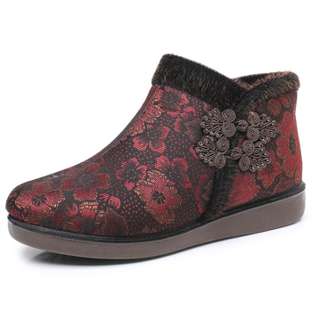 Dámske zimné vysoké bavlnené topánky so zipsom a plyšovou podšívkou