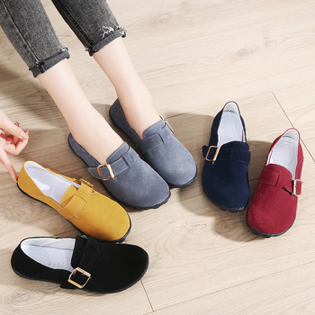 Dámske loafers z semišu — dýchajúce, ľahké, guľatý špička, plochá päta; PU podrážka; značka Xidan Bird