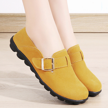 Dámske loafers z semišu — dýchajúce, ľahké, guľatý špička, plochá päta; PU podrážka; značka Xidan Bird