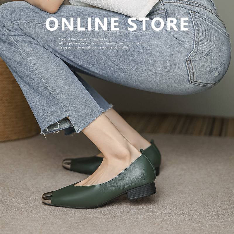 Dvojvrstvové topánky pre mamy z hovädzej kože, nízky podpätok 1–3 cm, priedušné, protišmykové, gumová podrážka