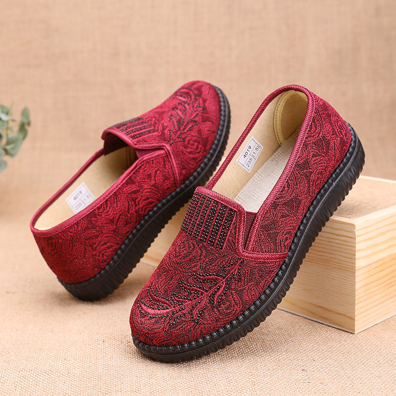 Topánky pre mamy, vrchná časť z bavlny, EVA stielka, PU podrážka, nízka päta 1–3 cm, slip-on