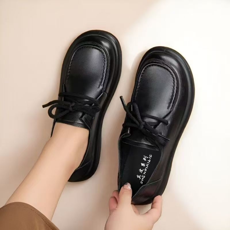 Casual dámske topánky z split kože, gumová podrážka, okrúhla špička, ľahké obúvanie bez šnúrok, stredná päta 3-5 cm