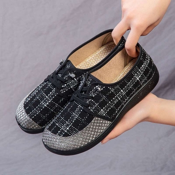 Dámske ručne pletené topánky z látky, slip-on, stredná výška, okrúhla špička, priedušný stretch vršok a TPU podrážka