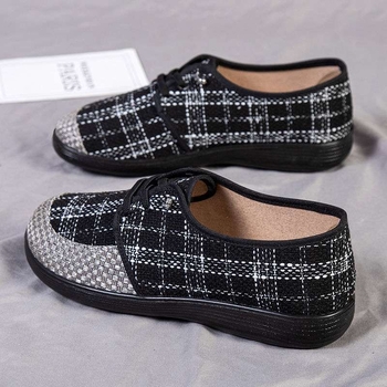 Dámske ručne pletené topánky z látky, slip-on, stredná výška, okrúhla špička, priedušný stretch vršok a TPU podrážka