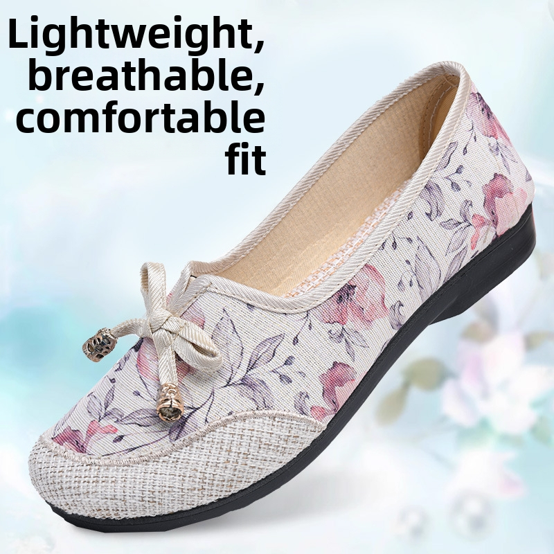 Dámske casual plátenné tenisky s kvetinovým vzorom, plochá gumová podrážka, okrúhla špička, vršok z plátna