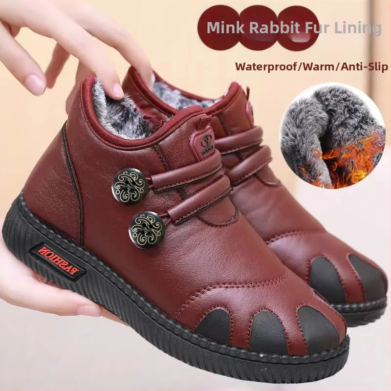 Dámske PU topánky s plyšovou podšívkou – Slip-On, nízky vrch, plochá podrážka, PVC injektovaná podrážka (Jar, ľahké, teplé)