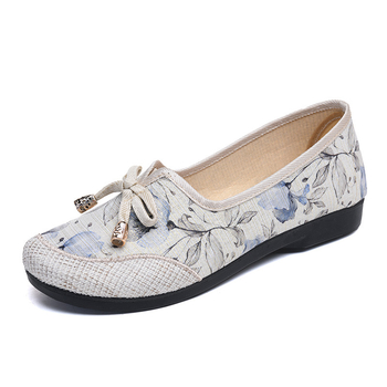 Dámske plátené tenisky, plochá podrážka, casual, priedušné, rýchloschnúce, kvetinový vzor, horná časť z plátna, textilná stielka