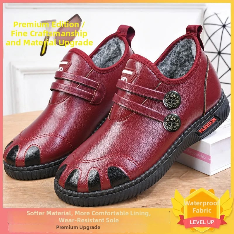 PU dámske topánky s výstelkou z umelého chlupu, teplé, protišmykové, bez šnúrok, nízky vrch, okrúhla špička, PVC podrážka