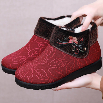 Zimné dámske vysoké bavlnené topánky, teplé, bočný zips, PU podrážka, vlnená výstelka